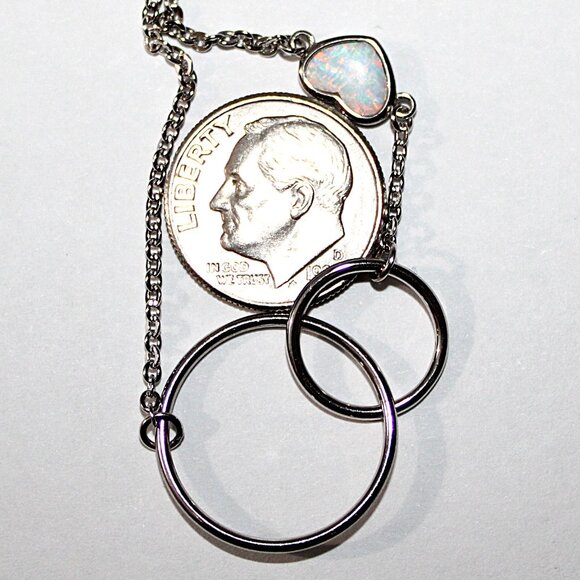 Sterling Silver Circles & Faux Opal Heart Bracelet - Picture 4 of 6